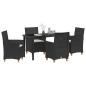 Preview: 5-teiliges Garten-Esszimmer-Set mit Kissen Schwarz Poly-Rattan
