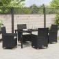 Preview: 5-teiliges Garten-Esszimmer-Set mit Kissen Schwarz Poly-Rattan