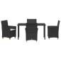Preview: 5-teiliges Garten-Esszimmer-Set mit Kissen Schwarz Poly-Rattan