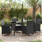 Preview: ARDEBO.de - 5-teiliges Garten-Ess-Set mit Kissen Schwarz Poly Rattan