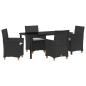Preview: 5-teiliges Garten-Ess-Set mit Kissen Schwarz Poly Rattan