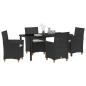 Preview: 5-teiliges Garten-Ess-Set mit Kissen Schwarz Poly Rattan