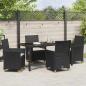 Preview: 5-teiliges Garten-Ess-Set mit Kissen Schwarz Poly Rattan