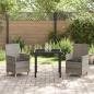Preview: 3-teiliges Garten-Essset mit Kissen Grau Poly-Rattan