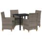 Preview: 5-teiliges Garten-Essset mit Kissen Grau Poly Rattan