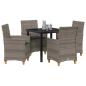 Preview: 5-teiliges Garten-Essset mit Kissen Grau Poly Rattan