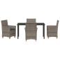 Preview: 5-teiliges Gartenset mit Kissen Grau Poly Rattan