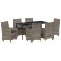 Preview: 7-teiliges Garten-Ess-Set mit Kissen Grau Poly-Rattan