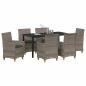 Preview: 7-teiliges Garten-Ess-Set mit Kissen Grau Poly-Rattan