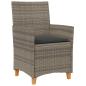 Preview: ARDEBO.de - 7-teiliges Garten-Ess-Set mit Kissen Grau Poly-Rattan