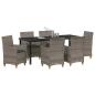 Preview: 7-teiliges Garten-Ess-Set mit Kissen Grau Poly-Rattan