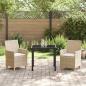 Preview: 3-teiliges Garten-Ess-Set mit Kissen Beige Poly-Rattan