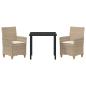 Preview: 3-teiliges Garten-Ess-Set mit Kissen Beige Poly-Rattan