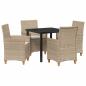 Preview: 5-teiliges Garten-Essset mit Kissen Beige Poly Rattan