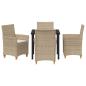 Preview: 5-teiliges Garten-Essset mit Kissen Beige Poly Rattan