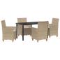 Preview: 5-teiliges Gartenmöbel-Set mit Kissen Beige Poly-Rattan