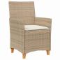 Preview: 7-teiliges Garten-Ess-Set mit Kissen Beige Poly Rattan