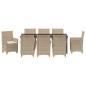 Preview: 9-teiliges Garten-Essset mit Kissen Beige Poly-Rattan