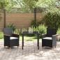 Preview: 3-teiliges Garten Essenset mit Kissen Schwarz Poly-Rattan
