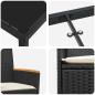 Preview: 3-teiliges Garten Essenset mit Kissen Schwarz Poly-Rattan