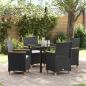 Preview: ARDEBO.de - 5-teiliges Garten-Ess-Set mit Kissen, Schwarz Poly Rattan