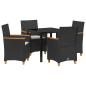 Preview: 5-teiliges Garten-Ess-Set mit Kissen, Schwarz Poly Rattan