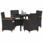 Preview: 5-teiliges Garten-Ess-Set mit Kissen, Schwarz Poly Rattan