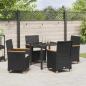 Preview: 5-teiliges Garten-Ess-Set mit Kissen, Schwarz Poly Rattan