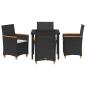 Preview: 5-teiliges Garten-Ess-Set mit Kissen, Schwarz Poly Rattan