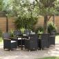 Preview: ARDEBO.de - 7-teiliges Garten-Dining-Set mit Kissen Schwarz Poly-Rattan