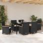 Preview: 7-teiliges Garten-Dining-Set mit Kissen Schwarz Poly-Rattan