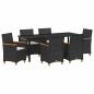Preview: ARDEBO.de - 7-teiliges Garten-Ess-Set mit Kissen Schwarz Poly-Rattan