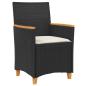 Preview: 7-teiliges Garten-Ess-Set mit Kissen Schwarz Poly-Rattan