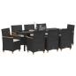 Preview: Garten Essgruppe 9 stk. Schwarz Poly-Rattan