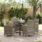Preview: ARDEBO.de - 5-teiliges Garten-Esszimmer Set mit Kissen Grau Poly-Rattan