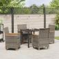 Preview: 5-teiliges Garten-Esszimmer Set mit Kissen Grau Poly-Rattan
