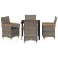 Preview: 5-teiliges Garten-Esszimmer Set mit Kissen Grau Poly-Rattan