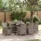 Preview: ARDEBO.de - 7-teiliges Garten-Essgruppe mit Kissen Grau Poly Rattan