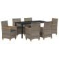 Preview: 7-teiliges Garten-Essgruppe mit Kissen Grau Poly Rattan