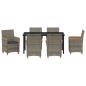 Preview: 7-teiliges Garten-Essgruppe mit Kissen Grau Poly Rattan