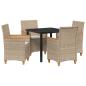 Preview: 5-teiliges Garten-Ess-Set mit Kissen Beige Poly-Rattan