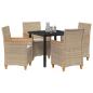 Preview: 5-teiliges Garten-Ess-Set mit Kissen Beige Poly-Rattan