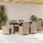 Preview: Garten Essgruppe 7 pcs Beige Poly-Rattan
