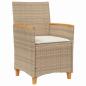 Preview: 9-teiliges Garten-Essstuhl-Set mit Kissen Beige Poly Rattan