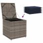 Preview: Aufbewahrungsbox Grau und Marineblau Rattan und Polsterstoff Mittel