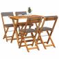 Preview: 5-teiliges faltbares Bistro Set mit Kissen aus solidem Akazienholz