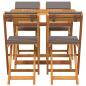 Preview: 5-teiliges faltbares Bistro Set mit Kissen aus solidem Akazienholz