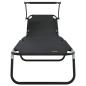 Preview: Faltbare Sonnenliege mit Sonnendach Schwarz 600D Oxford-Gewebe