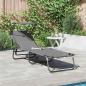Preview: ARDEBO.de - Faltbare Sonnenliege mit Sonnendach Grau 600D Oxfordstoff