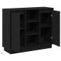 Preview: Sideboard mit LED Schwarz Eiche 90x32x75 cm Holzwerkstoff
